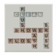 The Stupell Home Decor Collection Scrabble Bathroom Illustration Wall Plaque Art, 12 x 0.5 x 12   567287226